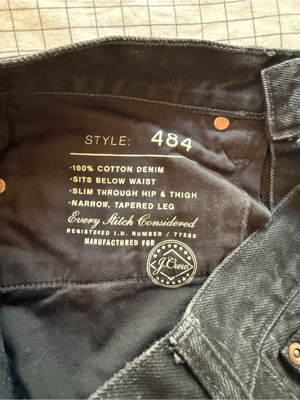 J. Crew Men's 32x32 Style# 484 Black Jeans - Picture 5 of 6